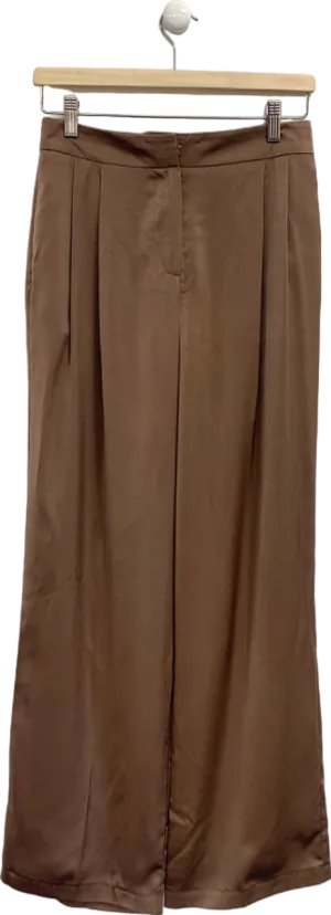 Friends Like These Brown High-Waisted Satin Trousers UK 8