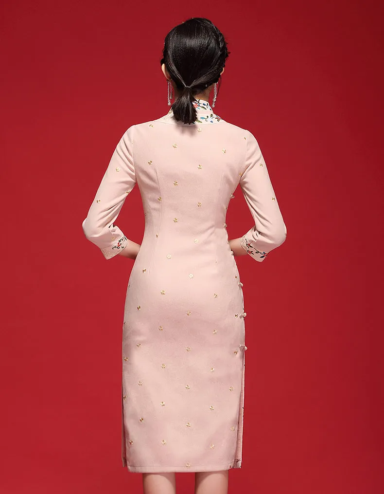 Gentle Corduroy Qipao Cheongsam