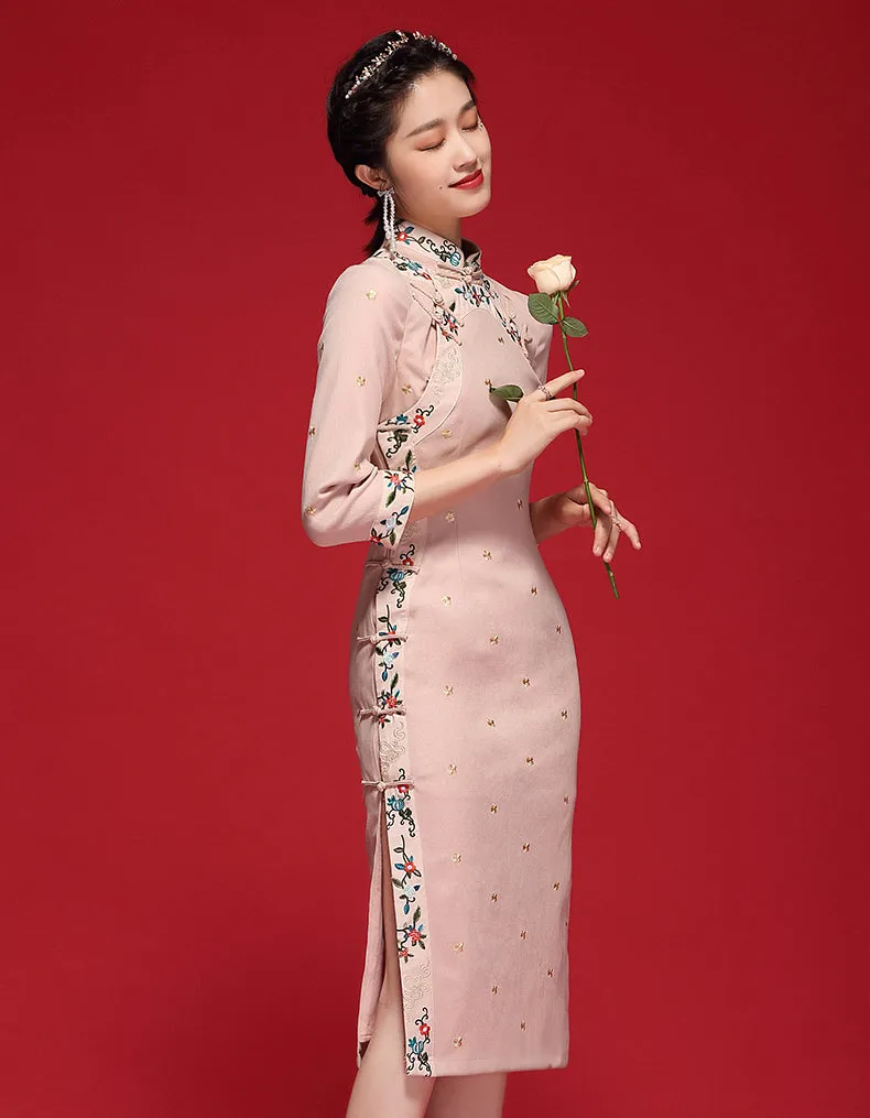 Gentle Corduroy Qipao Cheongsam