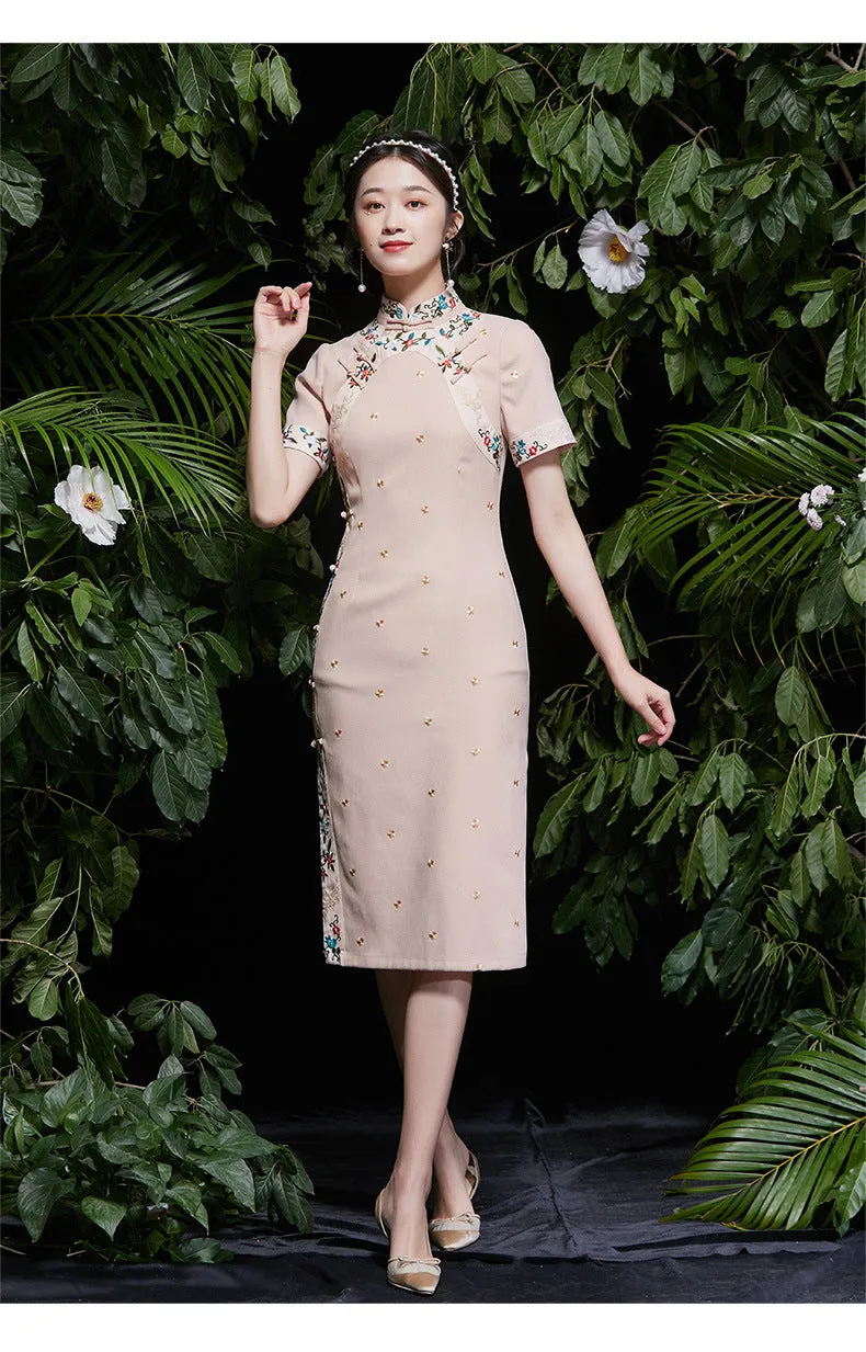 Gentle Corduroy Qipao Cheongsam