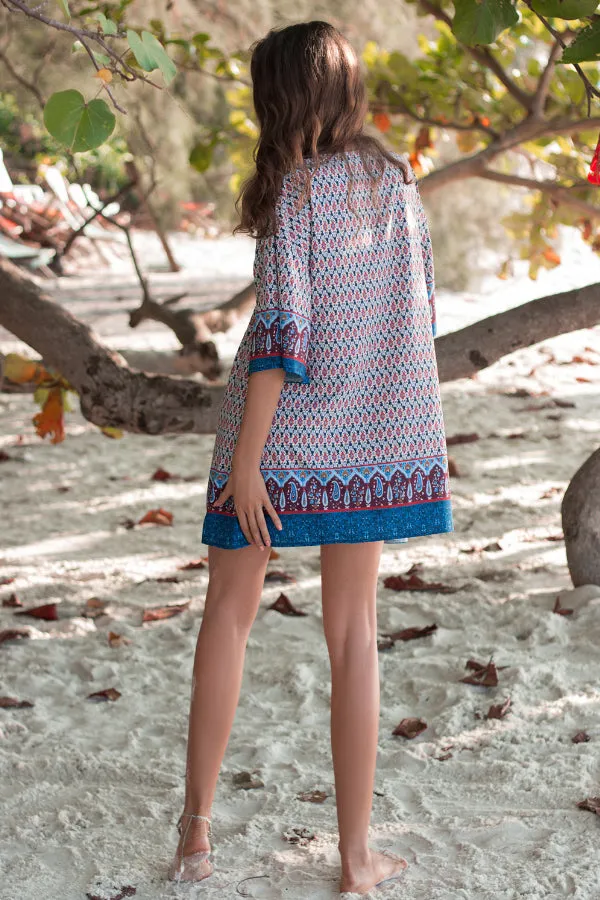 Geometric Print Elastic Waist Dress