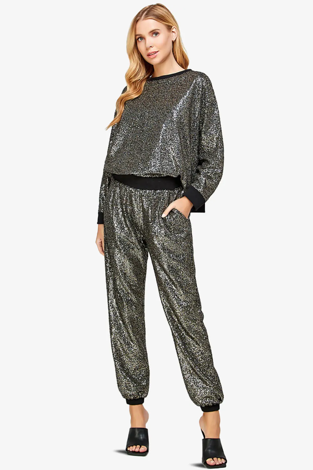 Georgi Sequin Long Sleeve Lounge top PLUS