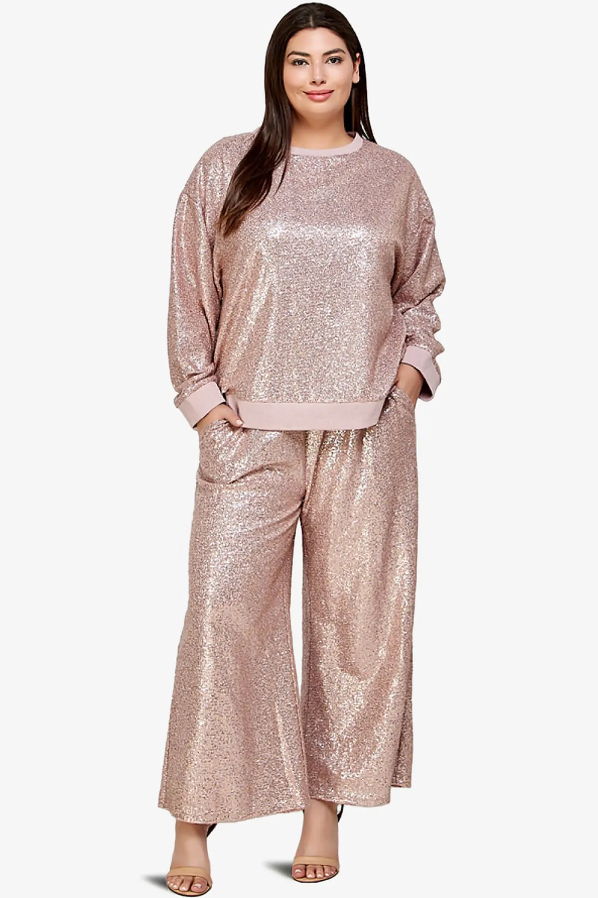 Georgi Sequin Long Sleeve Lounge top PLUS