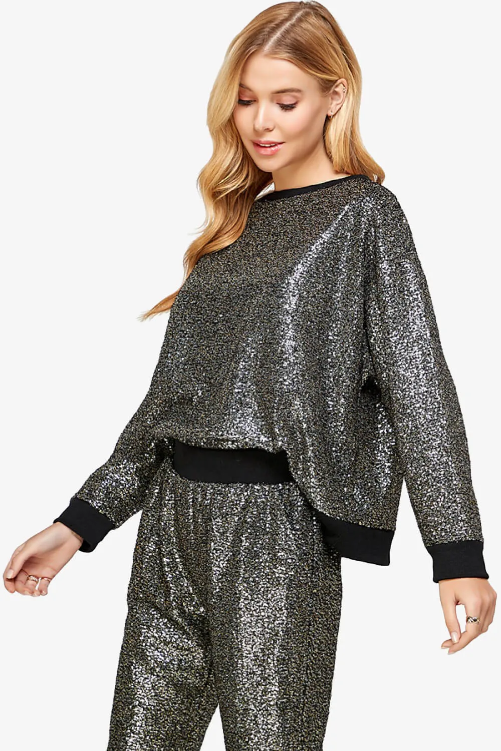 Georgi Sequin Long Sleeve Lounge top PLUS