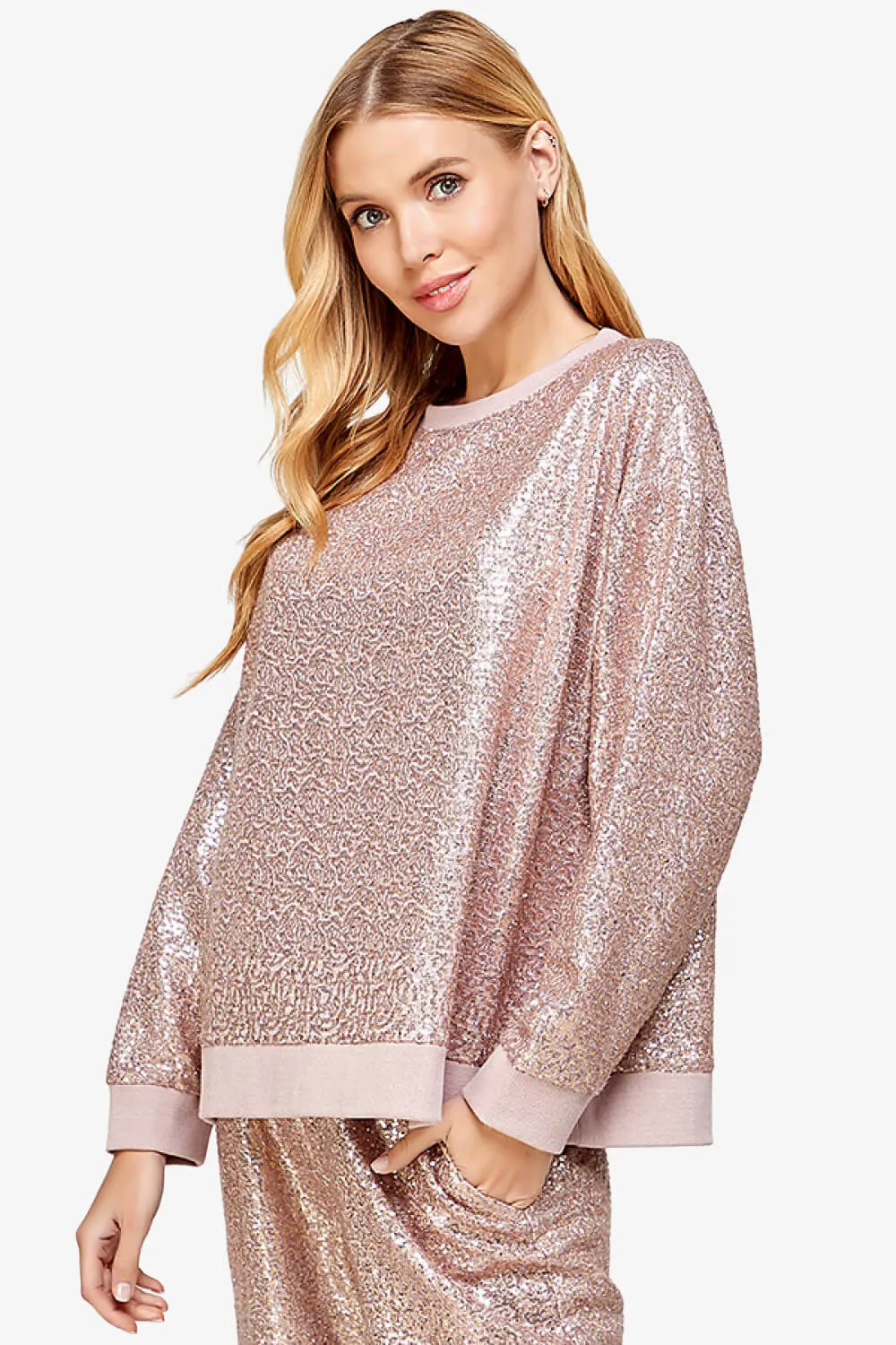 Georgi Sequin Long Sleeve Lounge top PLUS