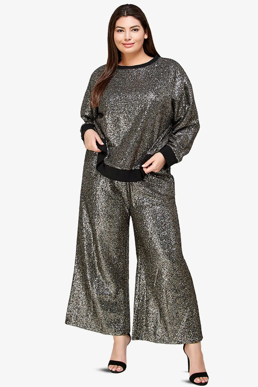Georgi Sequin Long Sleeve Lounge top PLUS
