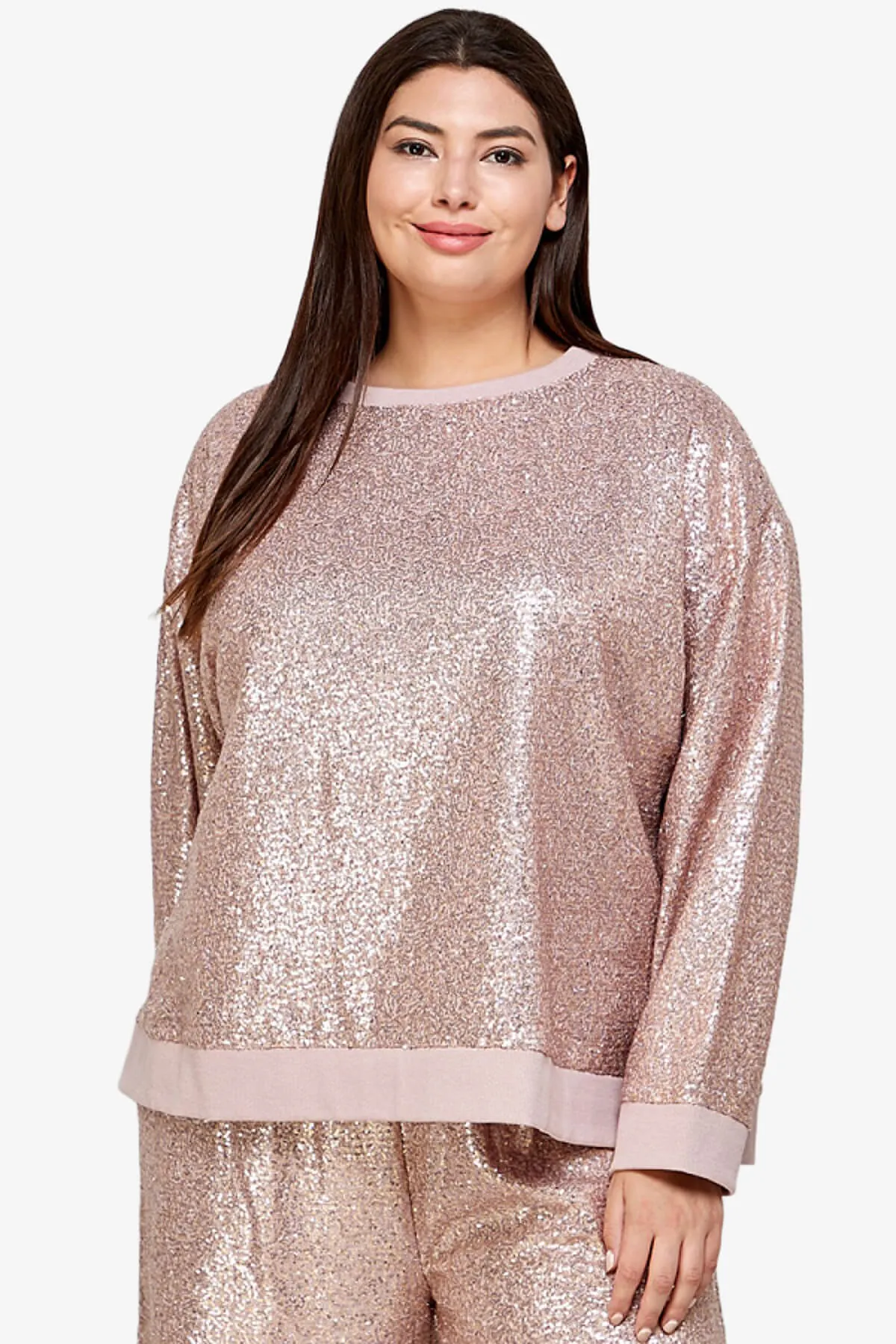 Georgi Sequin Long Sleeve Lounge top PLUS