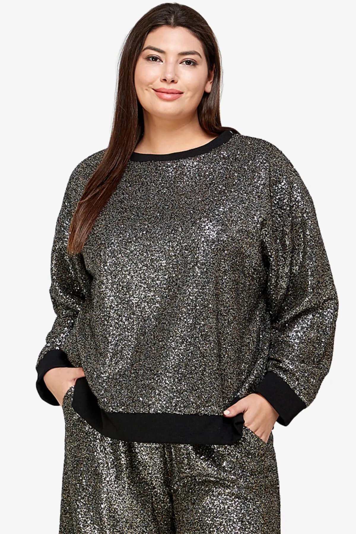 Georgi Sequin Long Sleeve Lounge top PLUS
