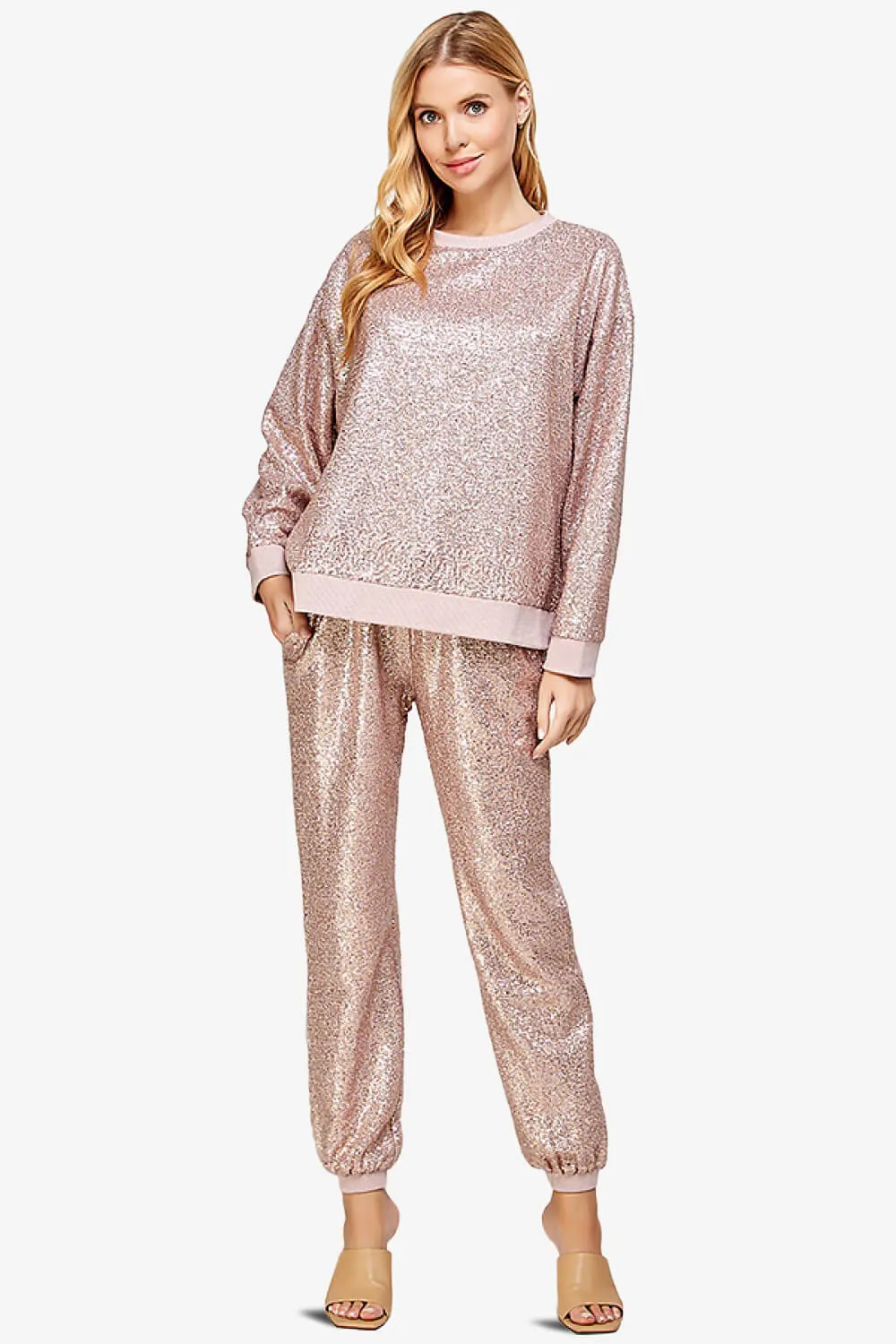 Georgi Sequin Long Sleeve Lounge top PLUS