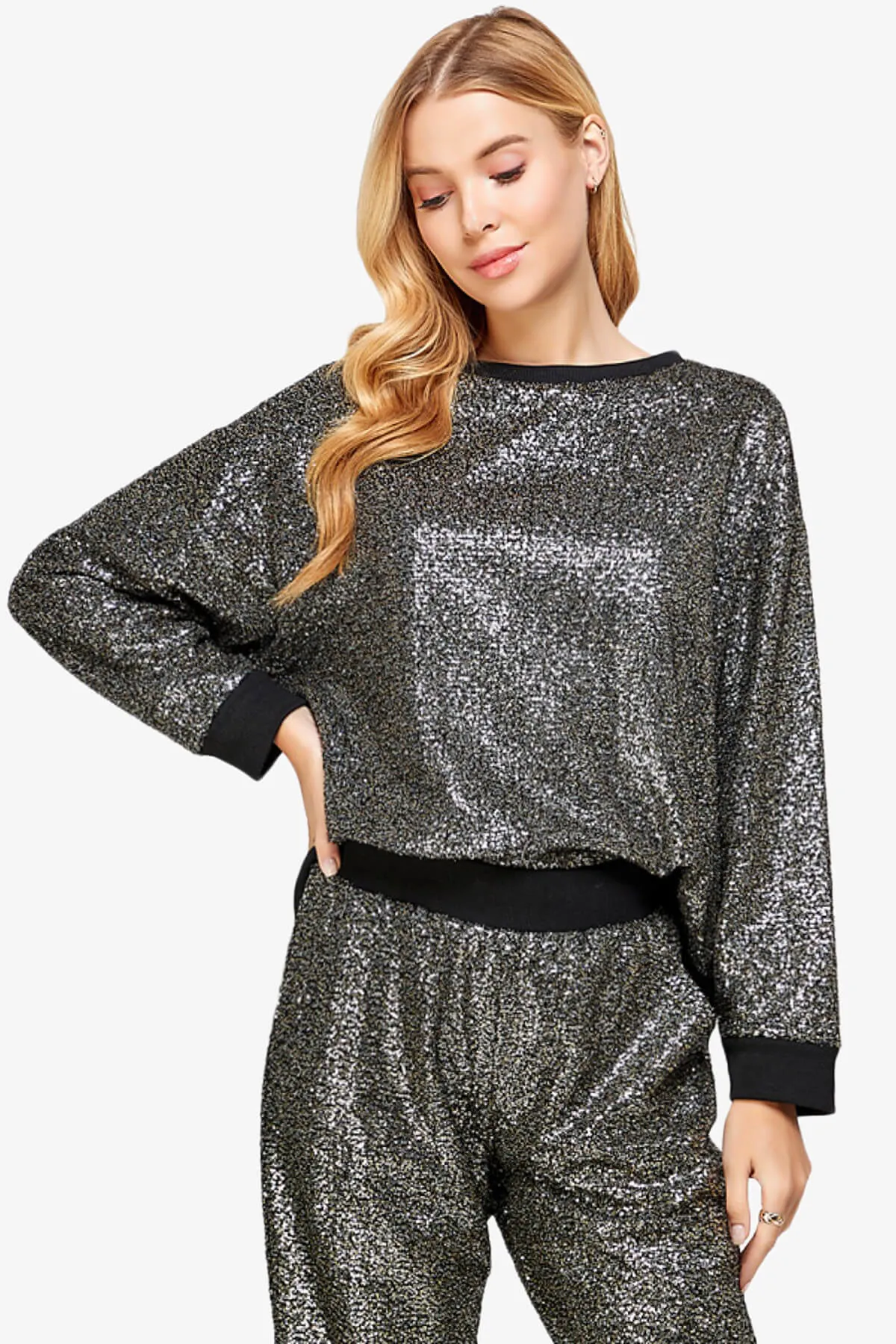 Georgi Sequin Long Sleeve Lounge top PLUS