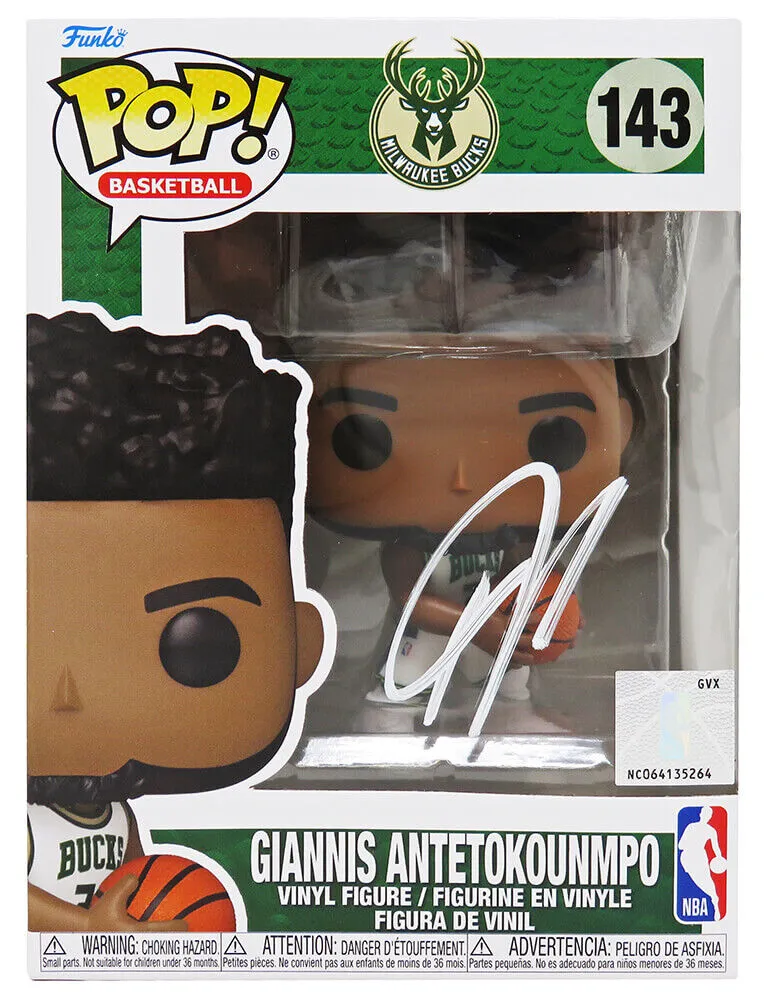 Giannis Antetokounmpo Signed Milwaukee Bucks NBA Funko Pop Doll #143 - (SS COA)