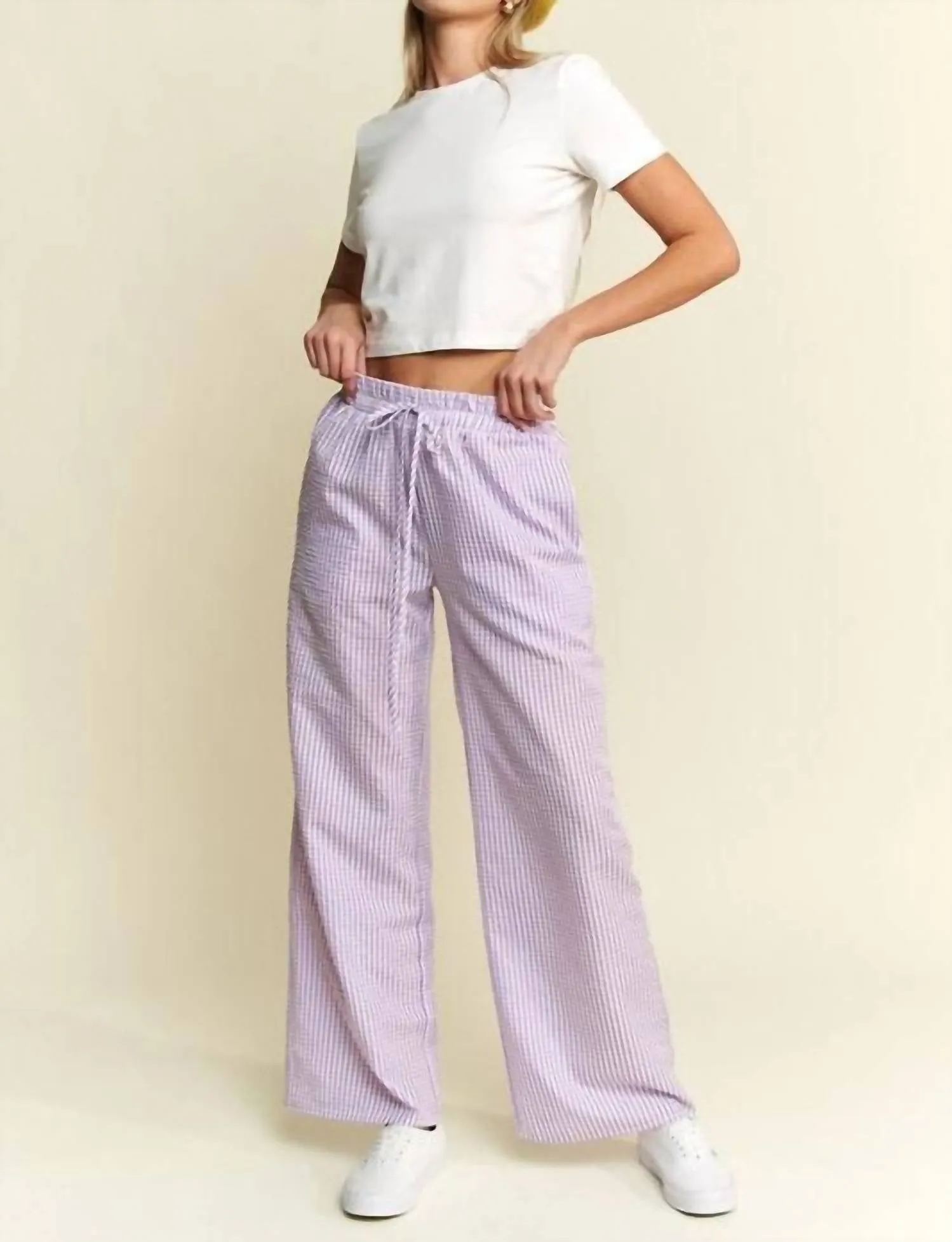 Gingham Boxer Pants In Lavender