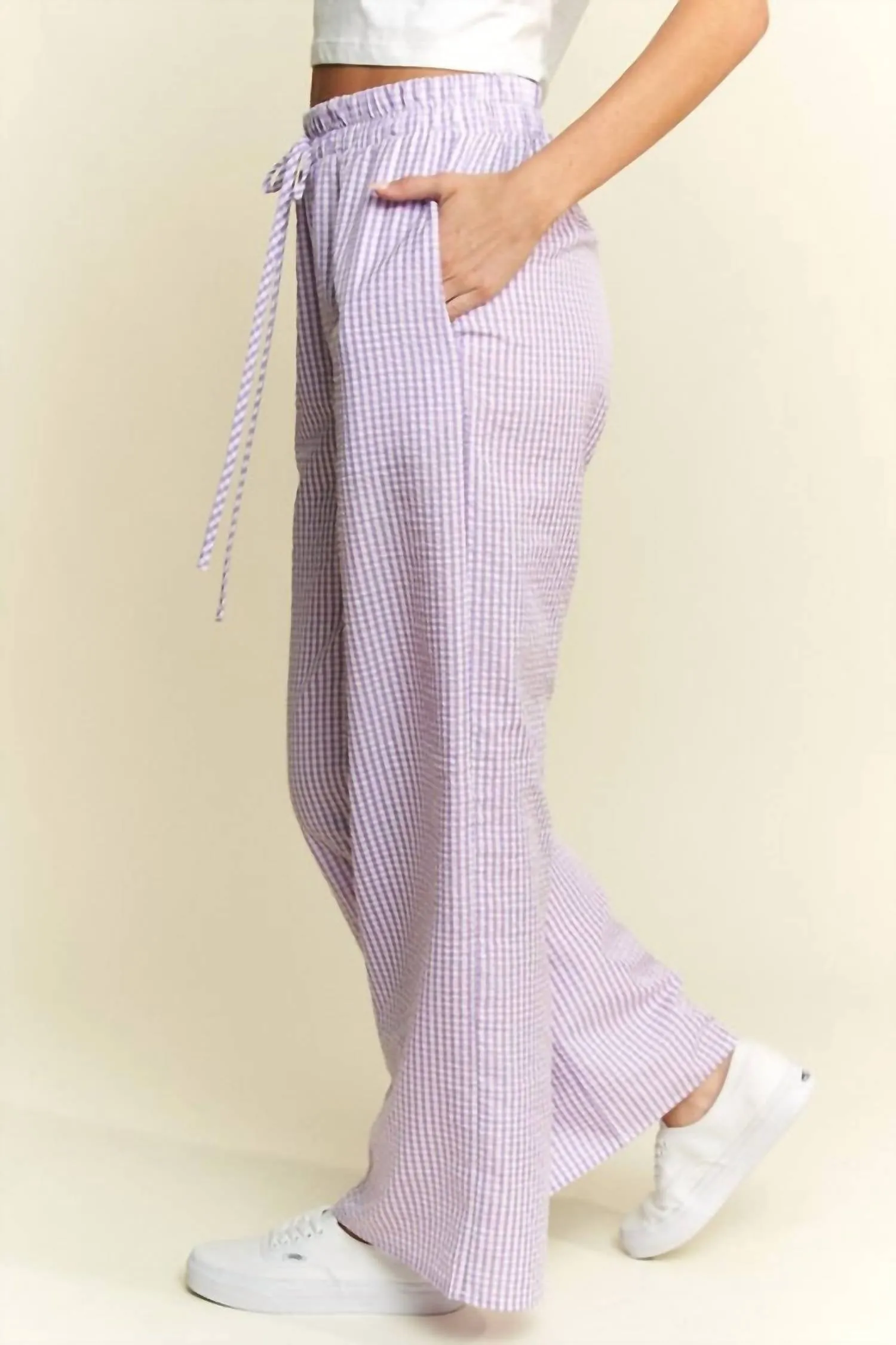 Gingham Boxer Pants In Lavender