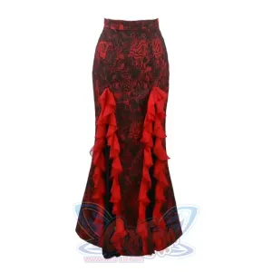 Gothic Jacquard Patchwork Chiffon Wavy Fishtail Skirt