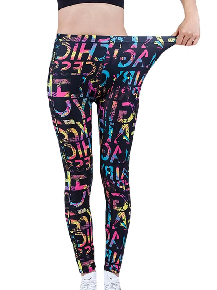 Graffiti Patterned Print Leggings For Women