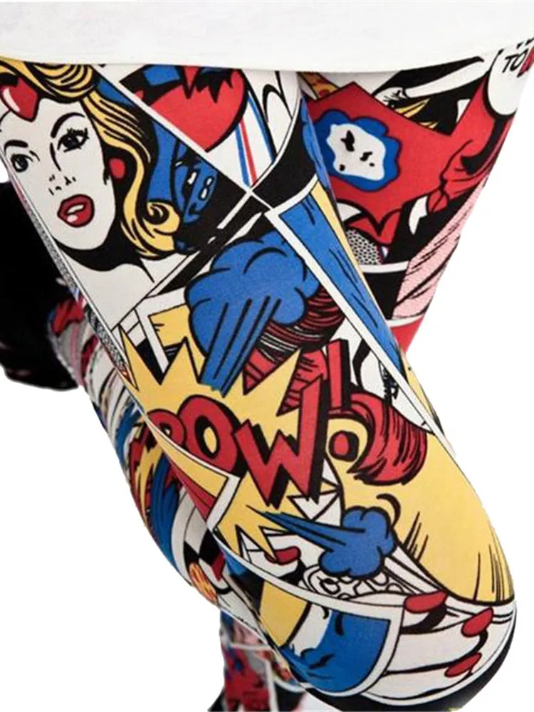 Graffiti Patterned Print Leggings For Women