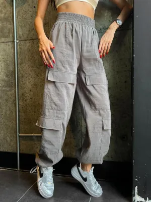 Grey Cargo Pants with Multi Pockets