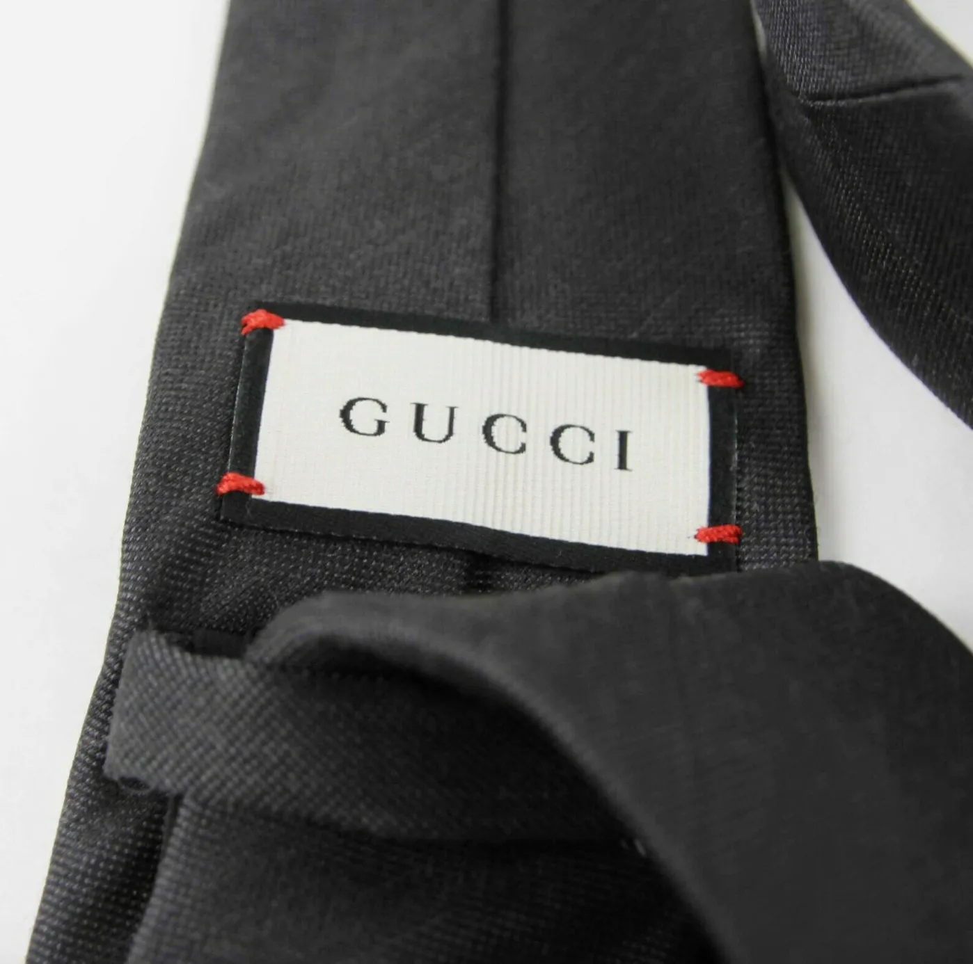 Gucci Green Embroidered Tiger Head Tie in Anthracite