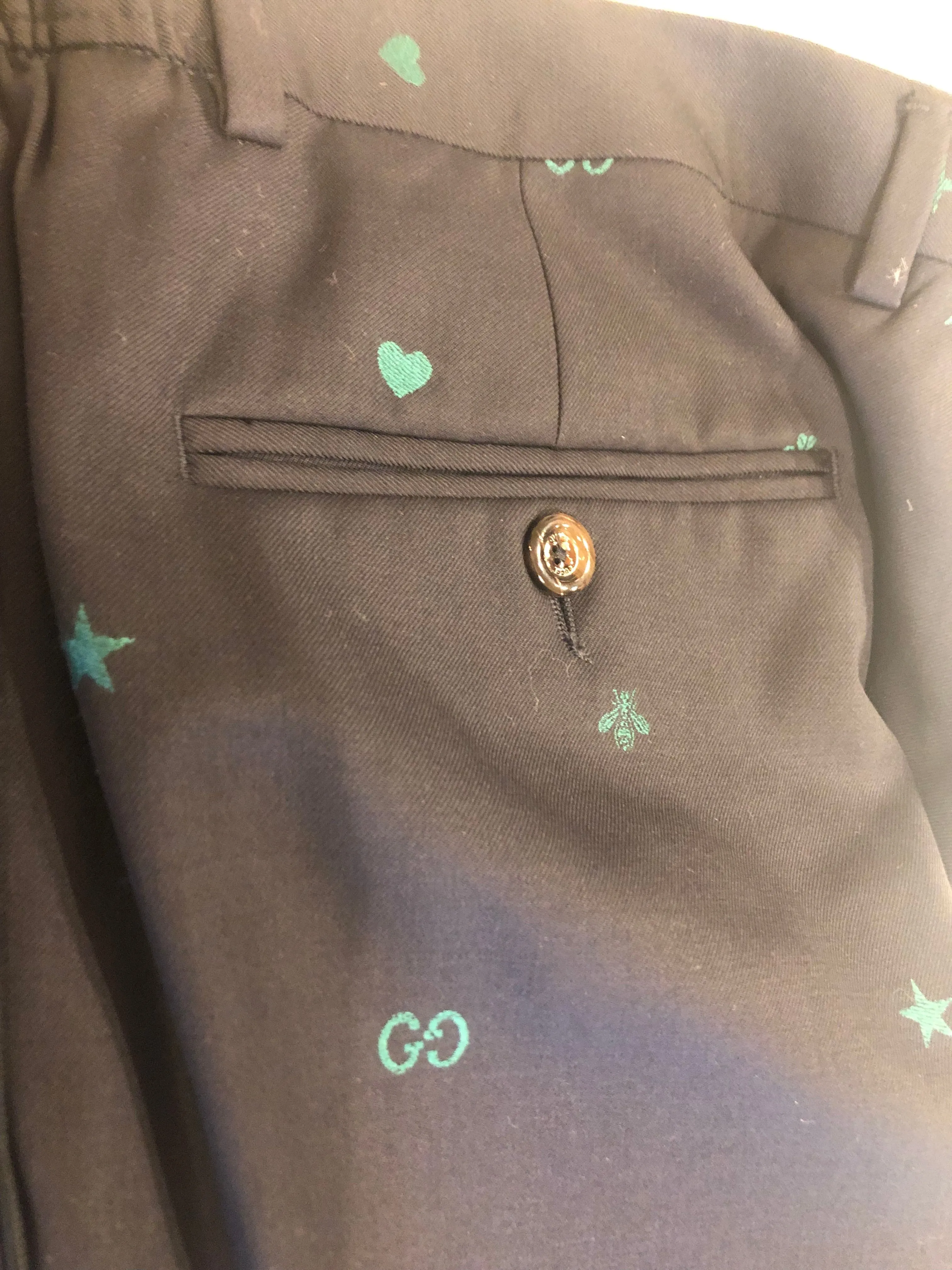 Gucci Wool Jacquard Pants in Dark Blue