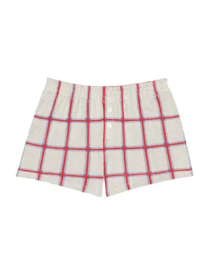 Guest in Residence Picnic Plaid Shorts in Cream Combo