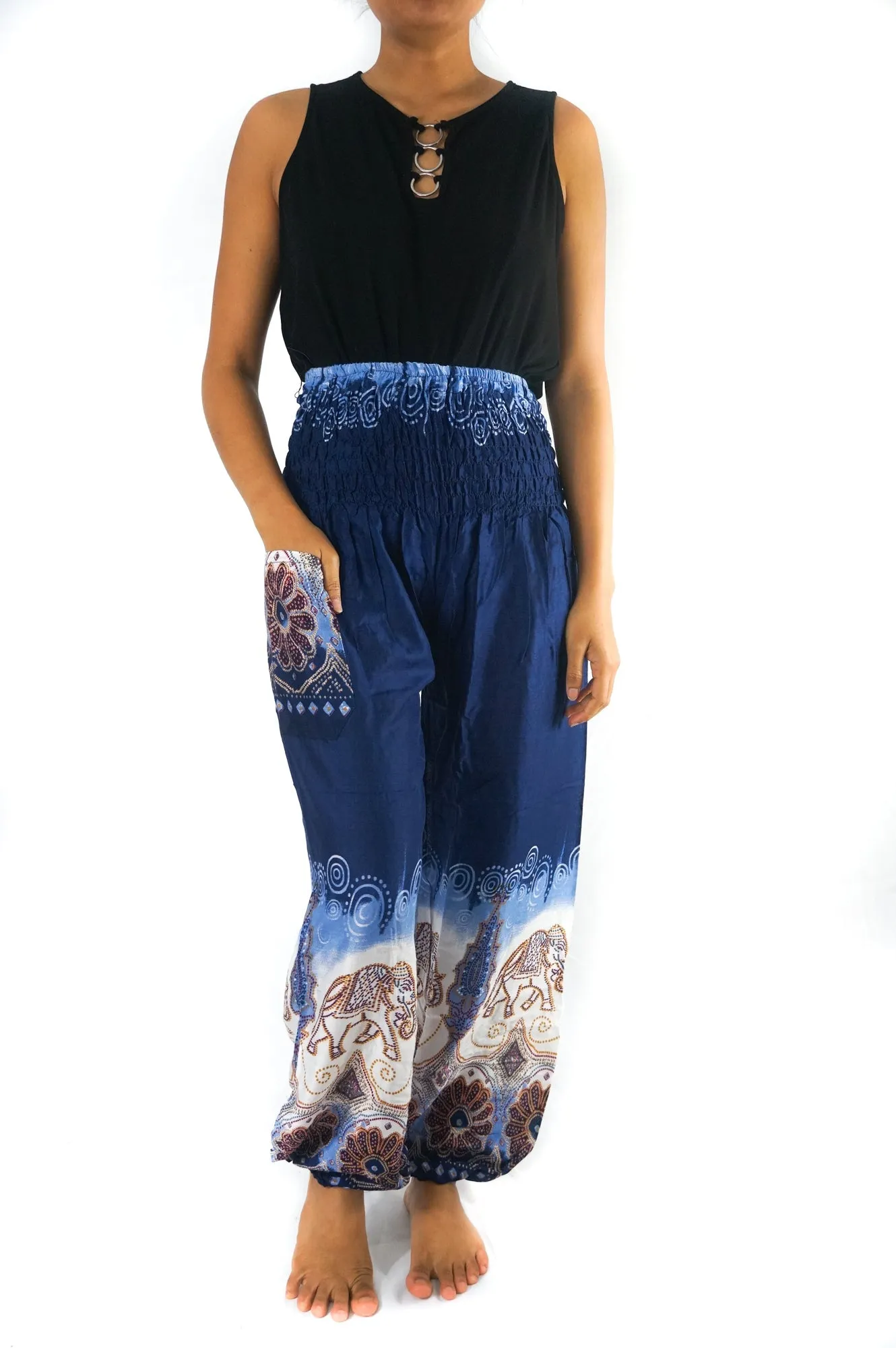 Handmade Blue Elephant Boho Pants