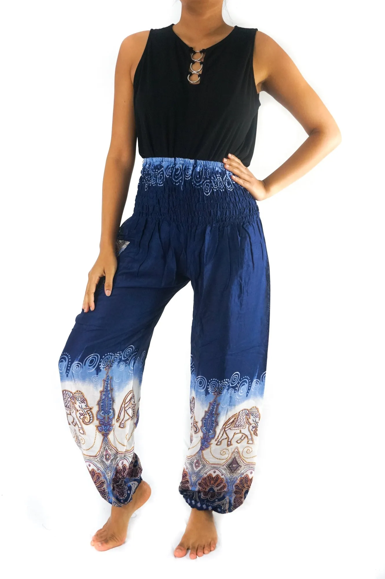 Handmade Blue Elephant Boho Pants
