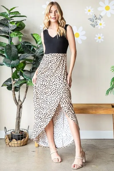 Hazel Blues® |  Heimish Slit Animal Print V-Neck Wide Strap Dress