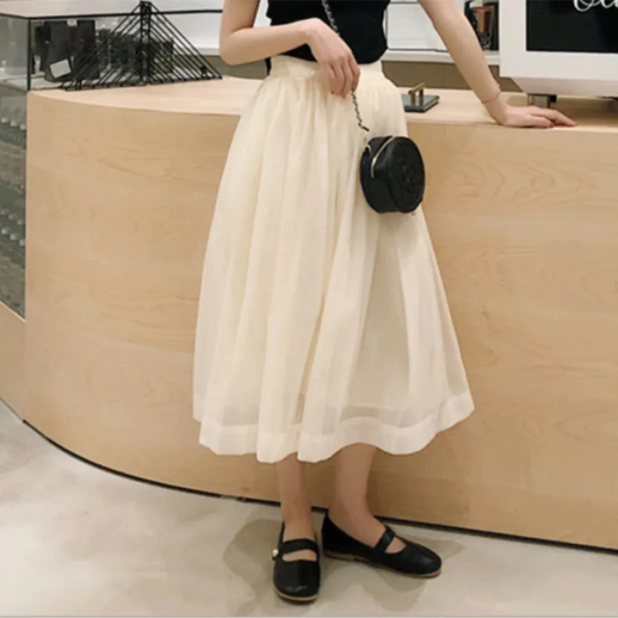 High Waist Elastic Skirt Pure Color Tulle Skirt J20067