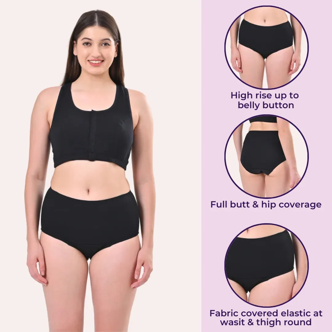 High Waisted Panties | Brief Cut | Full Butt & Hip Coverage | Flattens Belly, Slims & Shapes Silhouette | Soft Elastic At Waist, Leg Openings & Thigh Round | Friction Free & Rash Free