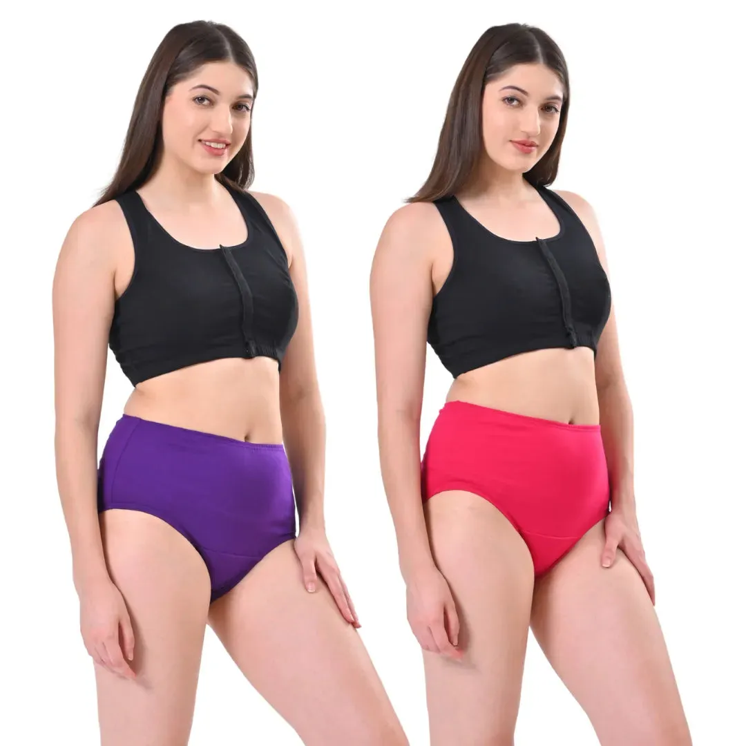 High Waisted Panties | Brief Cut | Full Butt & Hip Coverage | Flattens Belly, Slims & Shapes Silhouette | Soft Elastic At Waist, Leg Openings & Thigh Round | Rash Free | Pack Of 2
