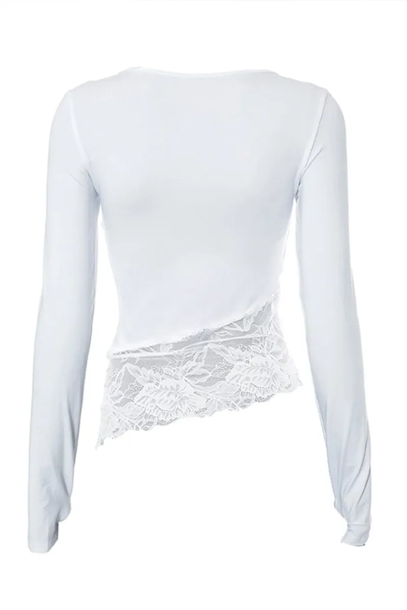HTS1161 Lace Detail Contrast Top