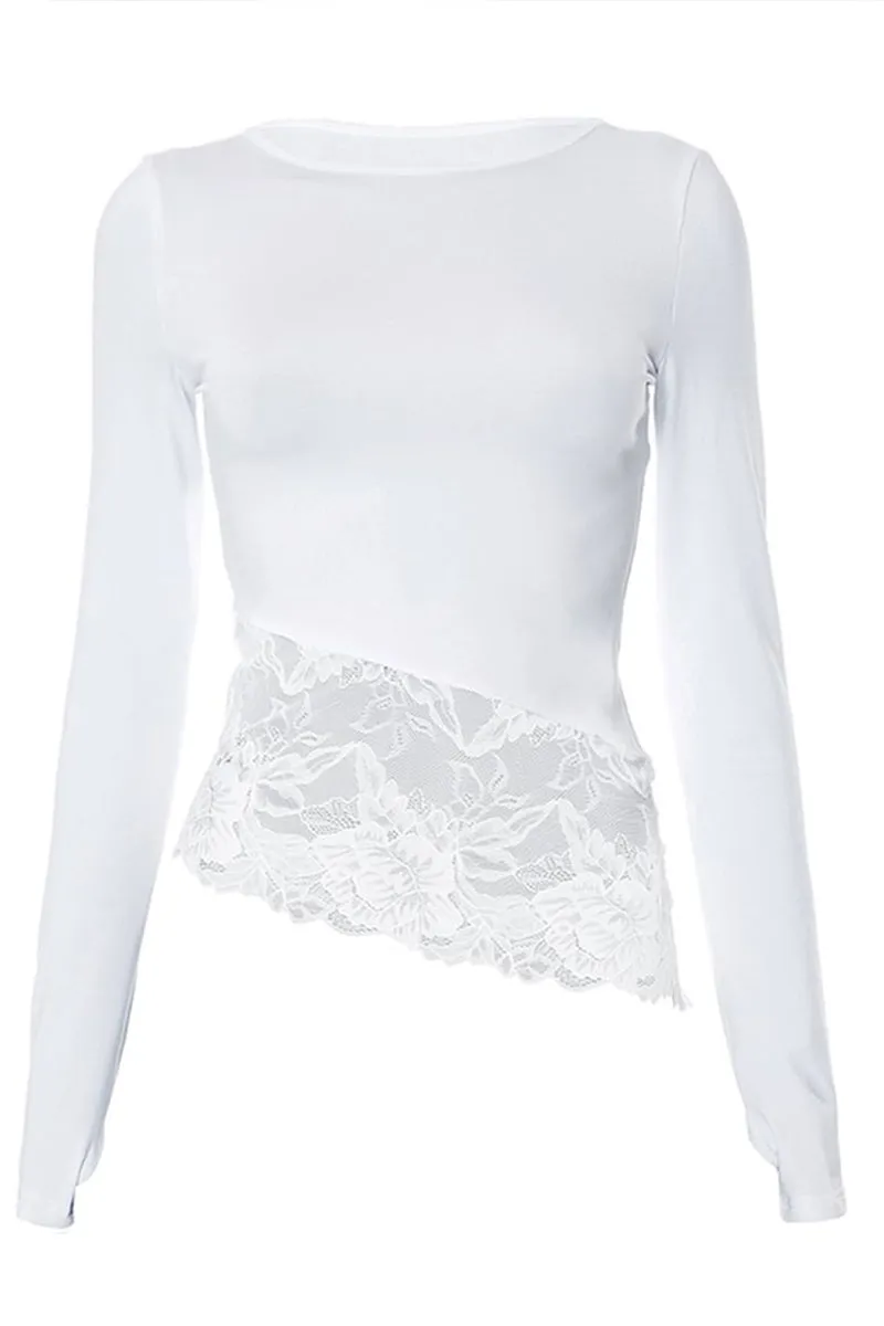 HTS1161 Lace Detail Contrast Top