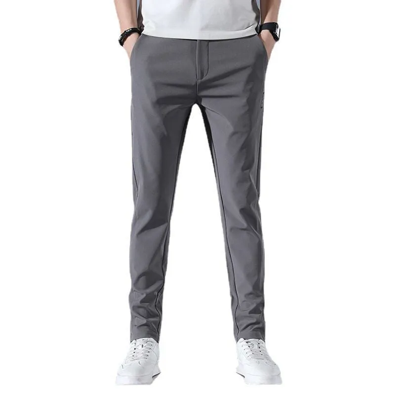 INSTOCK- Elastic Waist Ice Silk Thin Men's Straight Pants