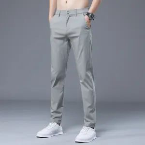 INSTOCK- Elastic Waist Ice Silk Thin Men's Straight Pants