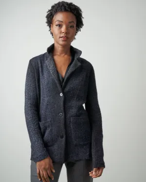jacquard animalier rever jacket with shadows - navy