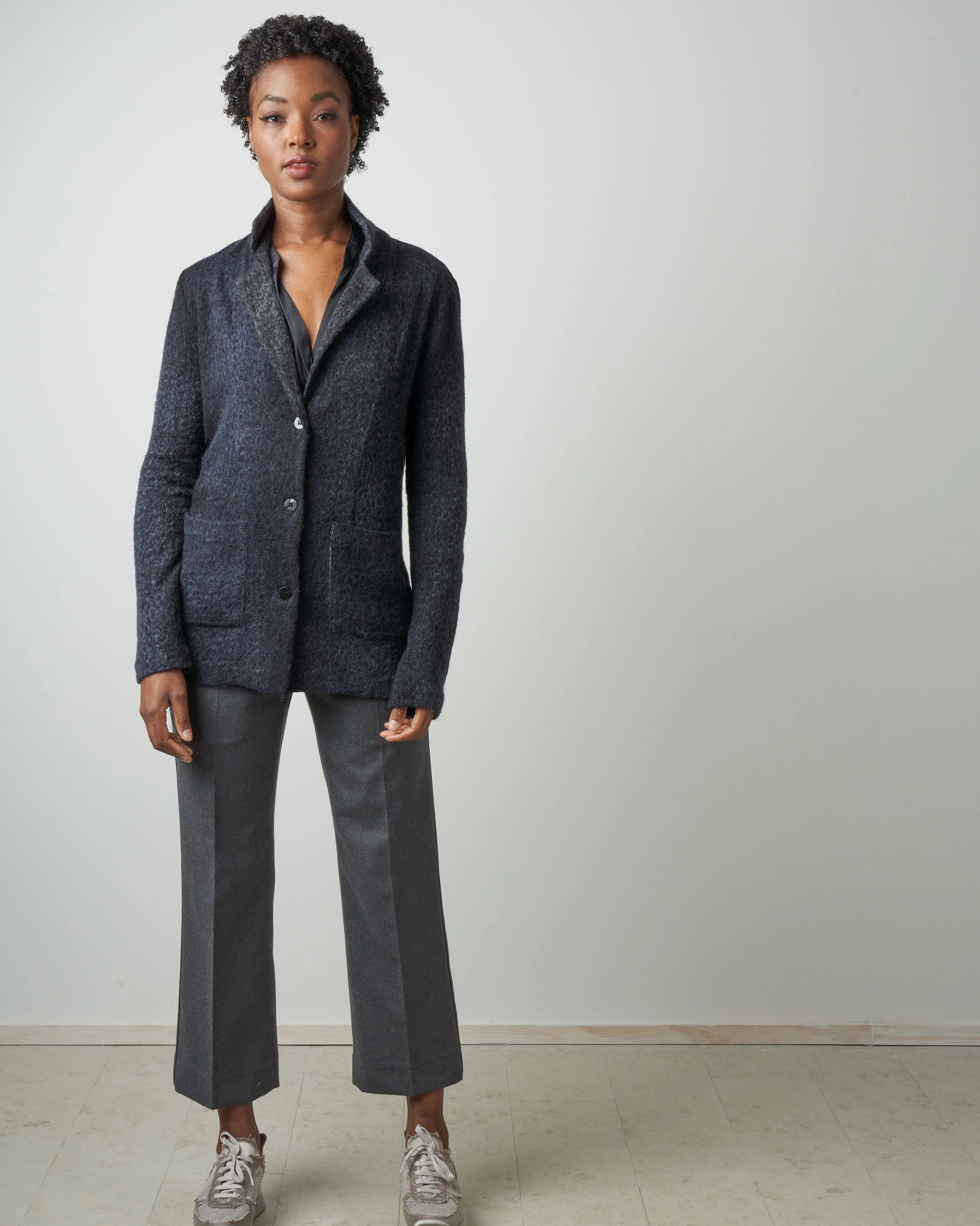 jacquard animalier rever jacket with shadows - navy