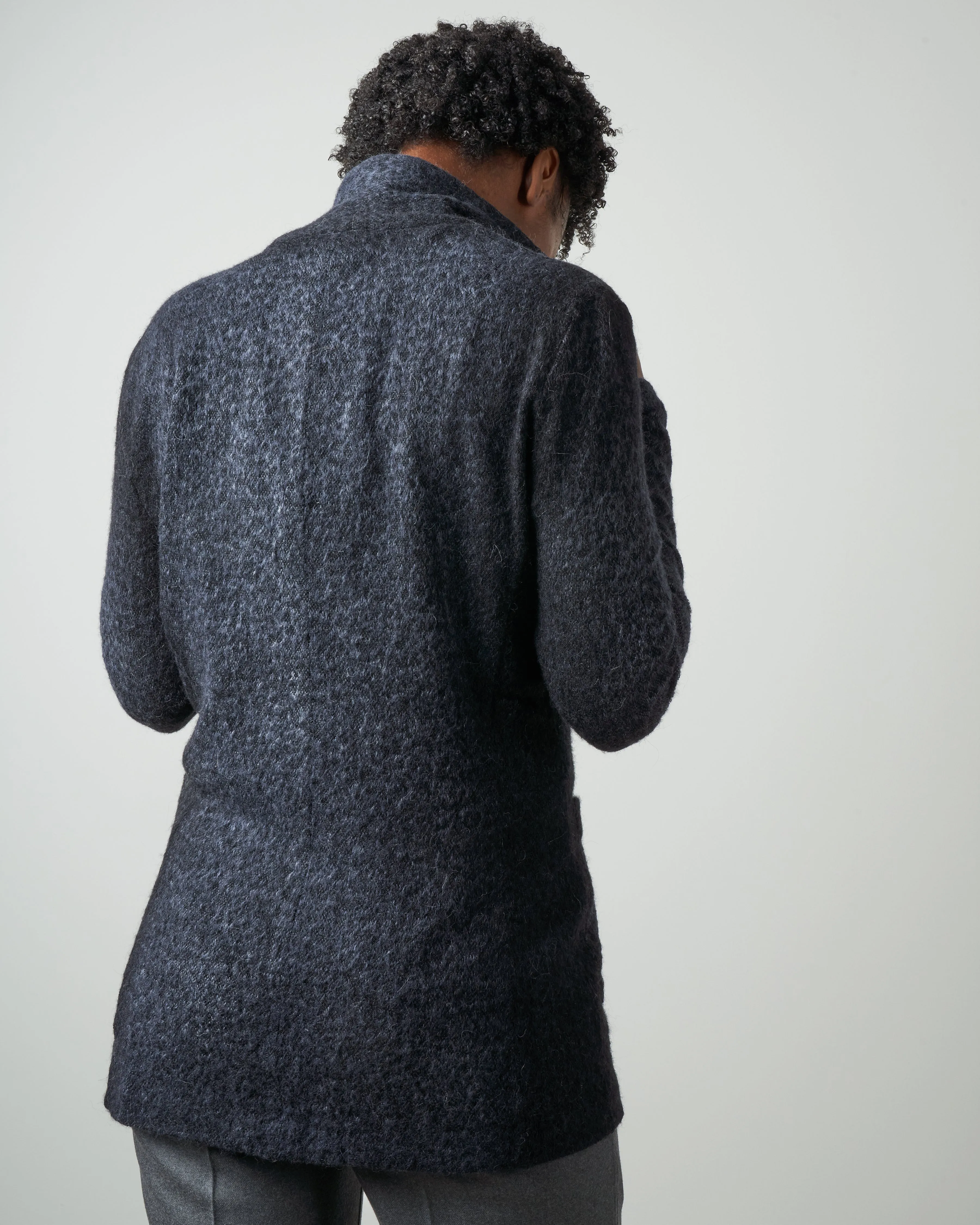 jacquard animalier rever jacket with shadows - navy