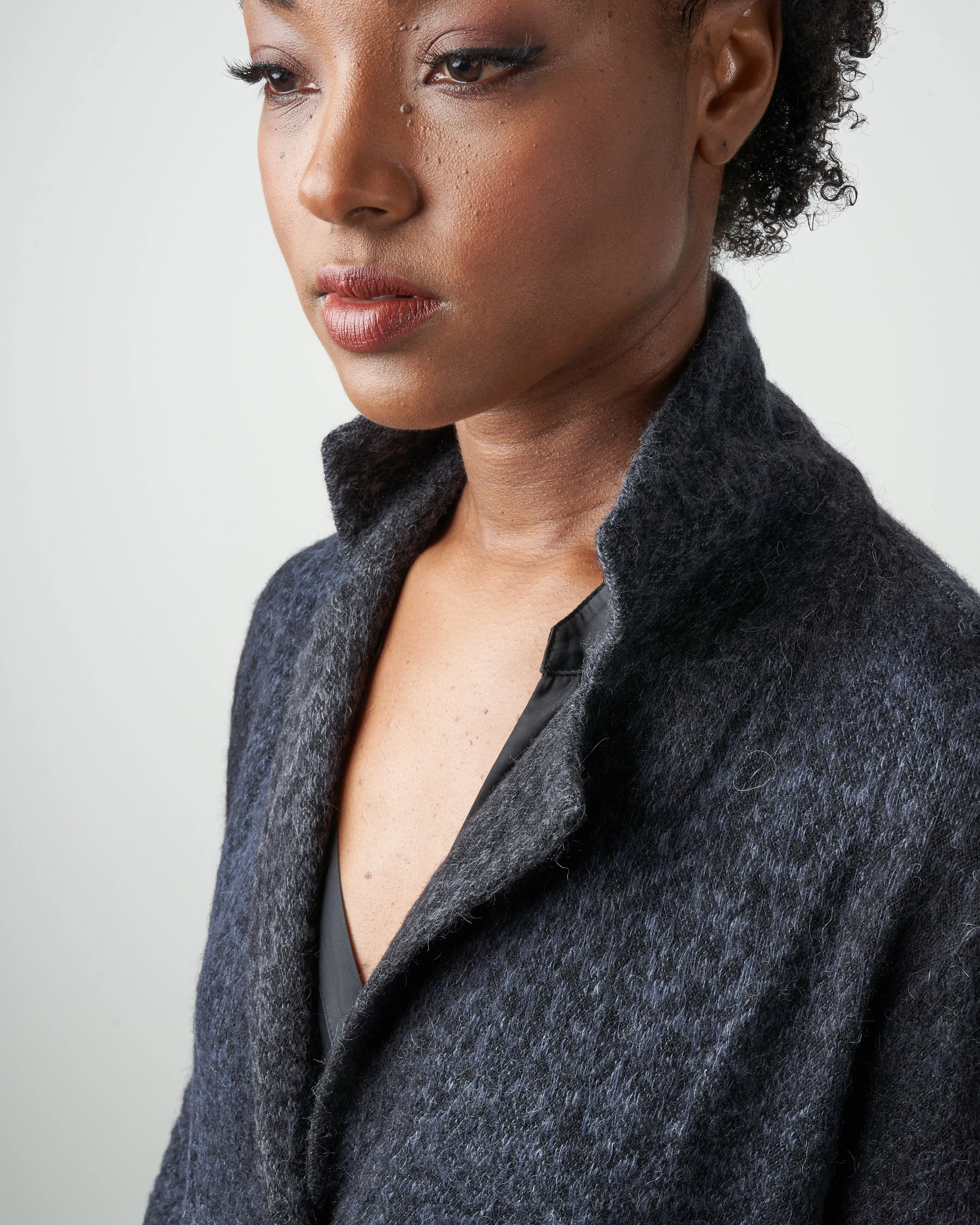 jacquard animalier rever jacket with shadows - navy