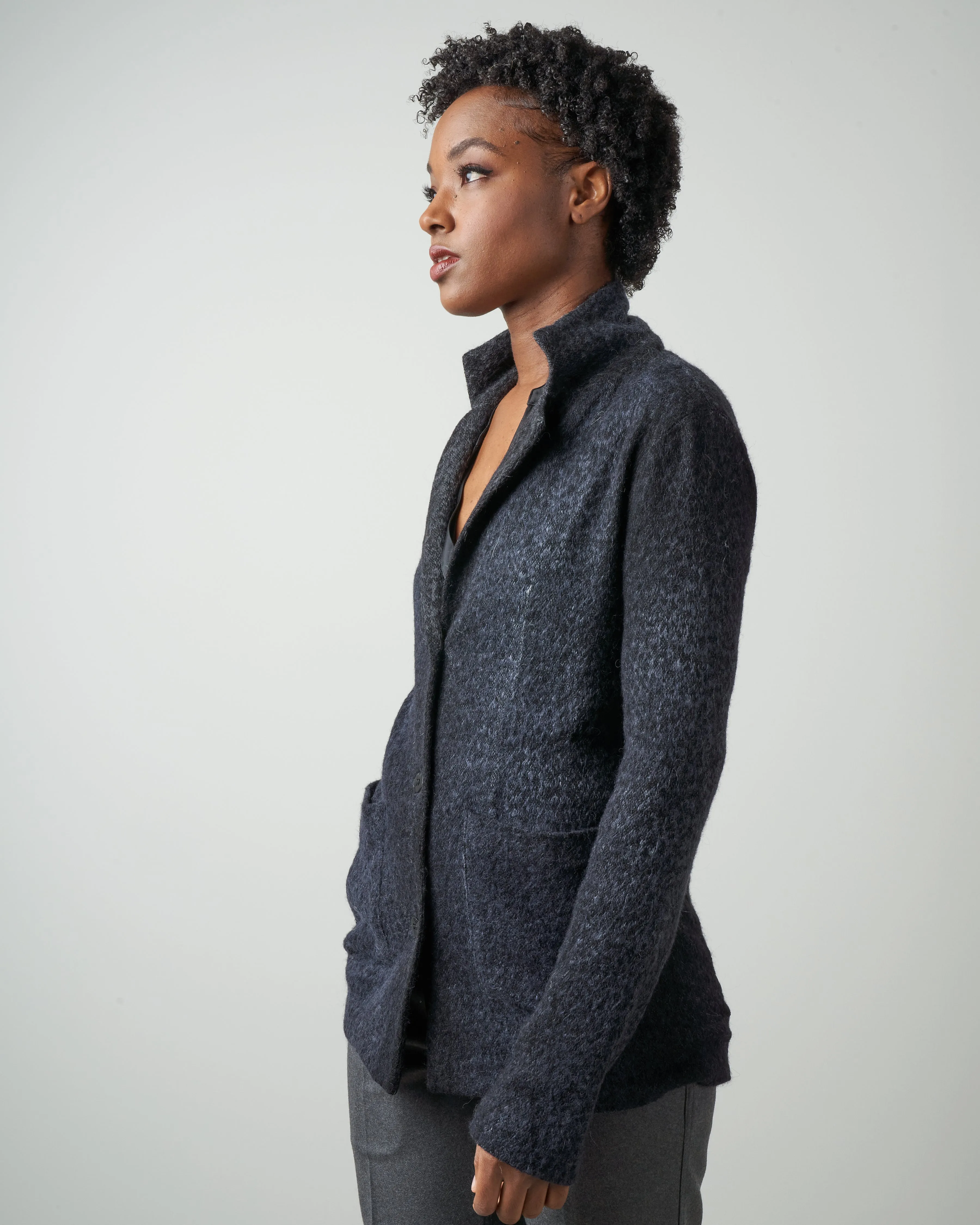 jacquard animalier rever jacket with shadows - navy