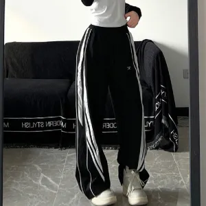 JazzHer Contrast Piping Black Sweatpants