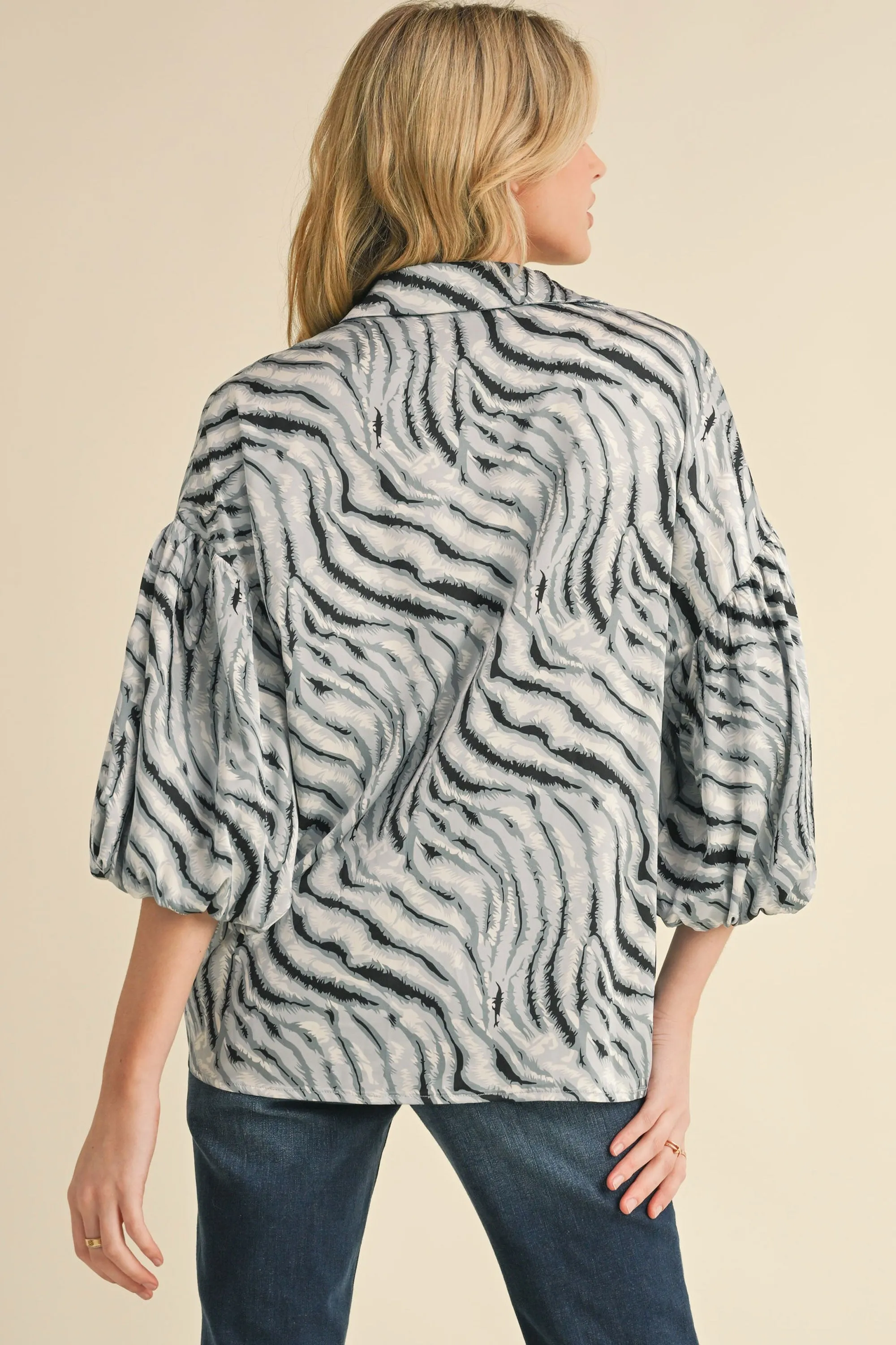 Jerri Zebra Print 3/4 Dolman Sleeve Top