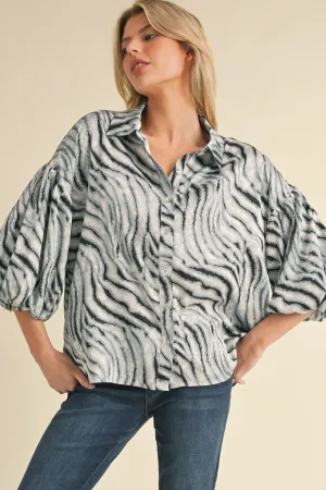 Jerri Zebra Print 3/4 Dolman Sleeve Top