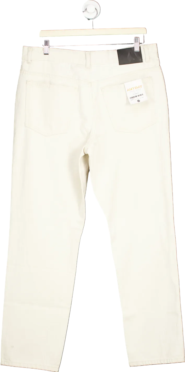 John Lewis & Partners Anyday Cream Straight Fit Trousers W 36/L 32