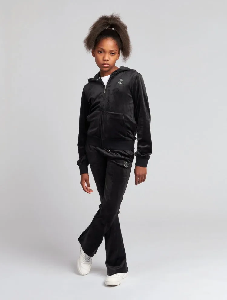 JUICY COUTURE - BLACK VELOUR DIAMANTE TRACKSUIT SET