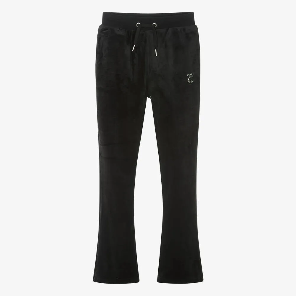 JUICY COUTURE - BLACK VELOUR DIAMANTE TRACKSUIT SET