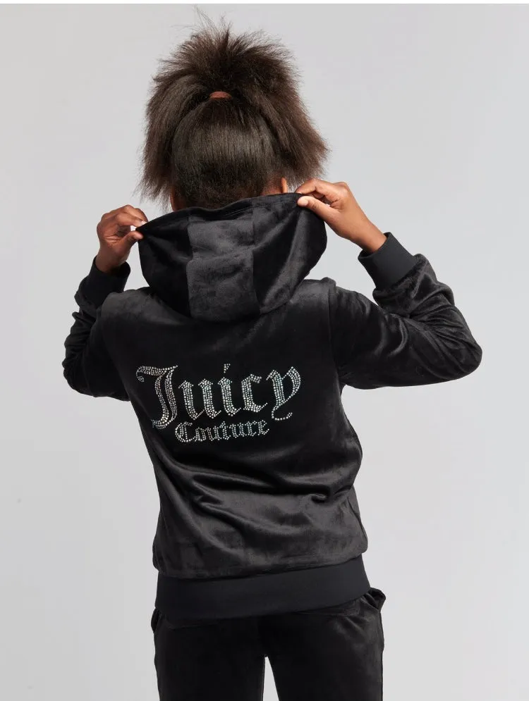 JUICY COUTURE - BLACK VELOUR DIAMANTE TRACKSUIT SET