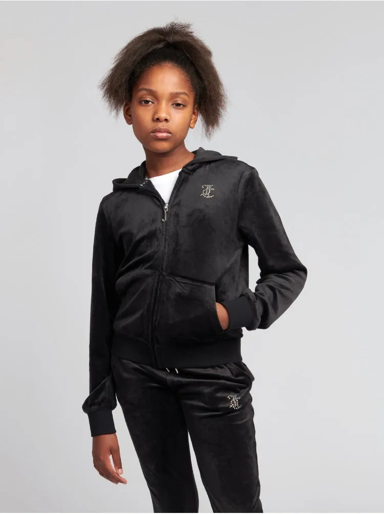 JUICY COUTURE - BLACK VELOUR DIAMANTE TRACKSUIT SET