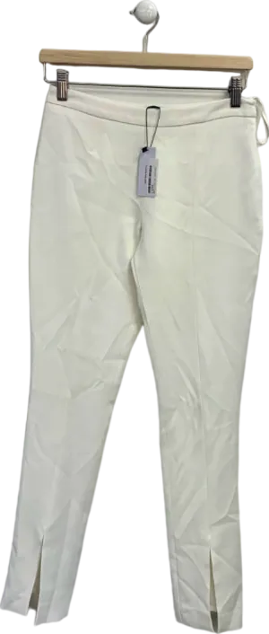 Karen Millen Ivory Compact Stretch Viscose Tailored High Waisted Split Front Trousers UK 6