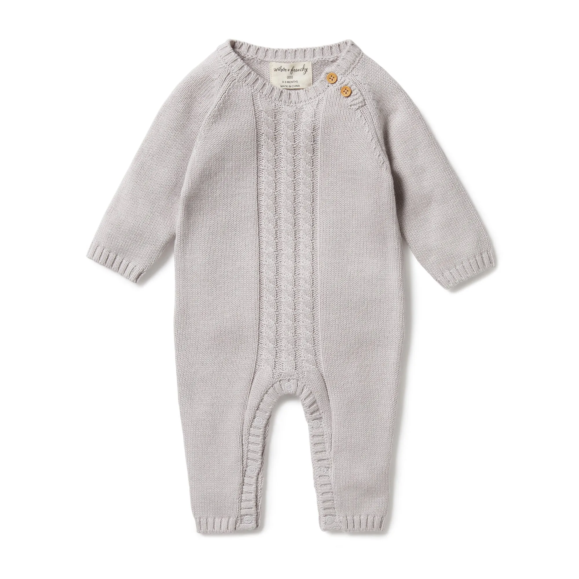 Knitted Cable Growsuit - Nimbus Cloud