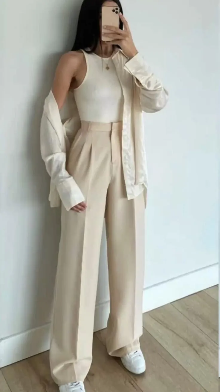 Korean baggy pants- Off white